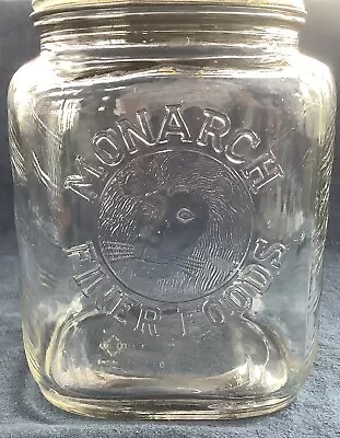 1940’s Monarch Finer Foods Large 1 Gallon Jar Lions Head • $25