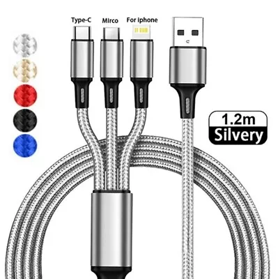 3 In 1 Multi USB Charger Charging Cable Cord For IPhone Android Micro USB Type C • $7.50