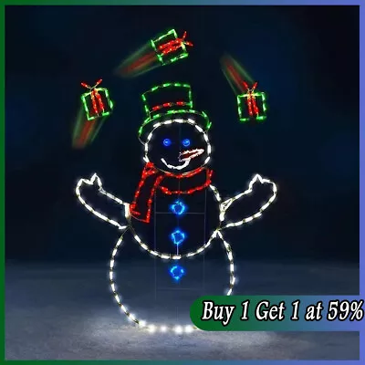 Outdoor Snowman Light Up LED Christmas Wire Silhouette Garden Lamp Decoration • £7.68