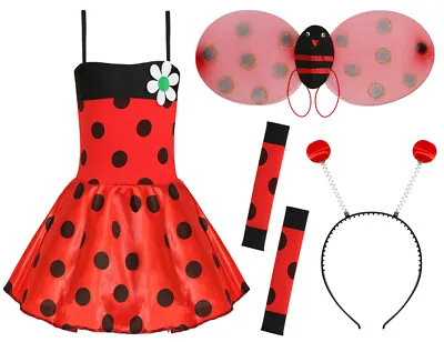 £10.39 • Buy Girls Ladybird Costume Insect Character School Book Week Fancy Dress Ladybug