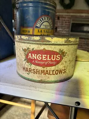 Vintage Campfire Marshmallows 5lb Store Tin Angelus Co. Chicago Illinois Ill. • $125