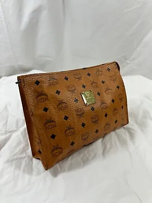 Vintage MCM Mode Creation Munich Visetos Cognac Toiletry Cosmetic Bag • $295