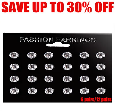 Real 925 Sterling Silver Cubic Zirconia Studs Earrings Men Ladies Women Set Vz • £3.48
