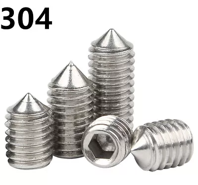 304 Stainless Steel Hex Socket Set Screw Cone Point Grub Screws M2-M12 • $66.76