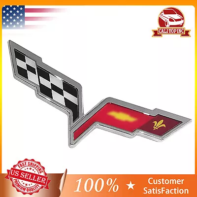 ABS For 05-2013 C6 Corvette Front Hood & Rear Crossed Flags Emblem Badge • $15.88