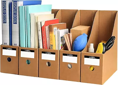 Magazine File Holder 5 Pcs Cardboard Magazine Holder Foldable Kraft Paper Desk • $20.22