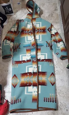 Ultra Rare Justin Kraff Pendleton Navajo Long Hooded Wool Jacket Womens Sz Small • £1899.86