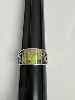 Vintage Mens Green Turquoise Navajo Sterling Silver Inlay Ring Size 14 • $195
