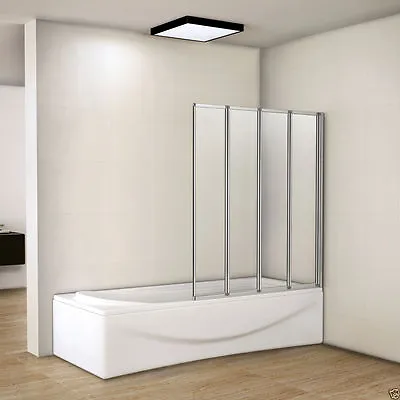£71 • Buy Pivot 4 Folds Folding Bath Shower Screen Tempered Glass Bathroom Bathtub Panel
