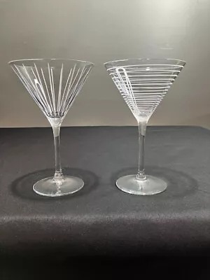 Cheers By Mikasa - A Pair Multi-Motif Crystal Martini Glasses • $30