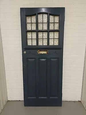 Reclaimed Old Victorian Edwardian Wooden Front Door Leaded Glass 2080mm X 860mm • £550