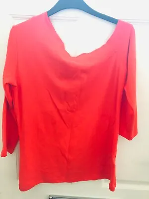 £4 • Buy H&M Logg Coral Red Off The Shoulder Asymmetric 3/4 Sleeved Top Size Large