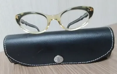 SELECTA Cat Eyes Black Gold 12K Eyeglass Frame Vintage • $21.99