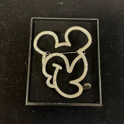 Disney Signed Mickey Mouse Rhinestone Head Silhouette Brooch • $49.47