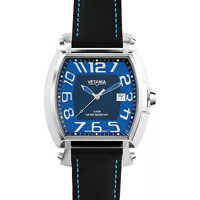 Vetania Manhattan Swiss Quartz Blue And Black Dial Leather Watch 4961312 • $129