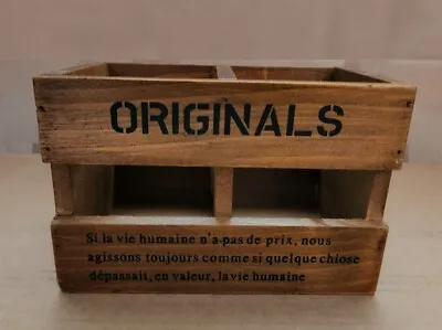 Vintage Wood Desk Office Storage Box Organizer 2 Open Grids Gift Present • $8.80