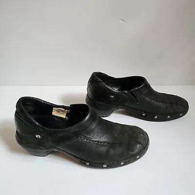 Merrell Luxe Wrap Black Leather Slip On Studded Mule Clogs Shoes Womens Size 7 • $19.99