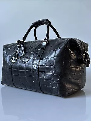 Mulberry Glossy Black Congo Leather Holdall Travel Weekend Bag Cabin Luggage • £495