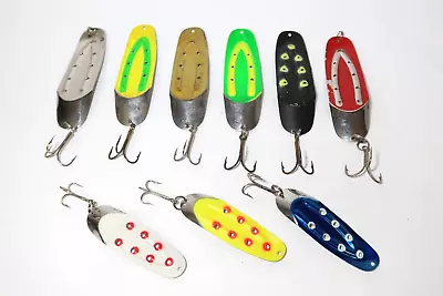 Vintage J. Rustowicz Chinook Charger Trout Salmon Spoons Fishing Lures 9 Pcs • $22.50