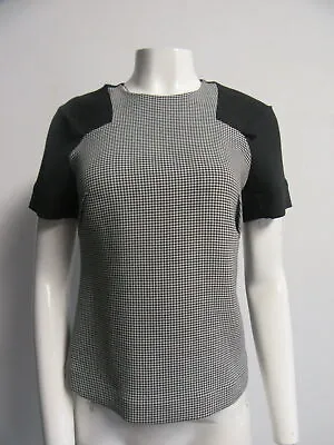 NWD $775 ROLAND MOURET Hounds Tooth Short Sleeve Top Sz 6 • $216.97