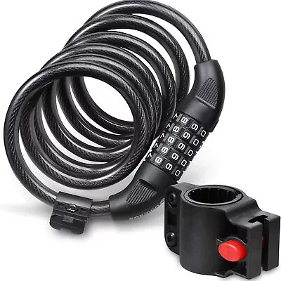5FT Bike Lock Cable Heavy Duty 5-Digit Self Coiling Resettable Combination Coder • $5.60