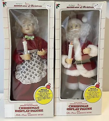 Animated Telco Santa & Mrs. Claus 15” Original Motion-ettes Set Candles Box 1996 • $99.99