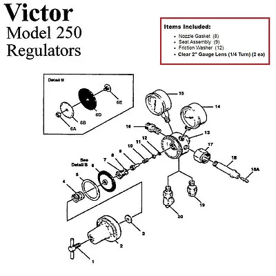 Victor 250-80-540 Oxygen Regulator Rebuild/Repair Parts Kit • $17.98