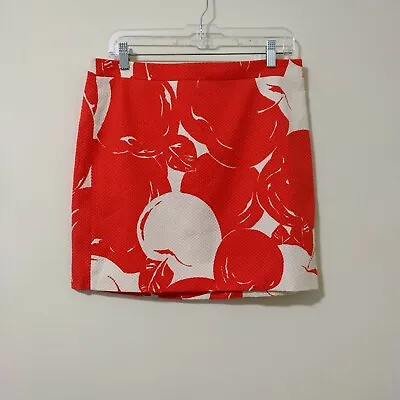J. Crew Women's Orange/cream Postage Stamp Mini Skirt In Big Apple Lined Size 8 • $15