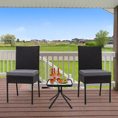 $479.99 • Buy NNECW 2-Piece Outdoor PE Wicker Dining Chair Set With Soft Cushions