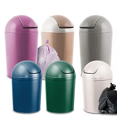 HOME CENTRE Compact Plastic Swing Top Waste Bin 5L 15L House Office Bathroom • £9.33