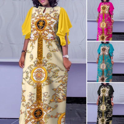 £17.65 • Buy UK Womens Floral Printed Ruffled Sleeve Long Dress Cocktail Party Prom Dresses