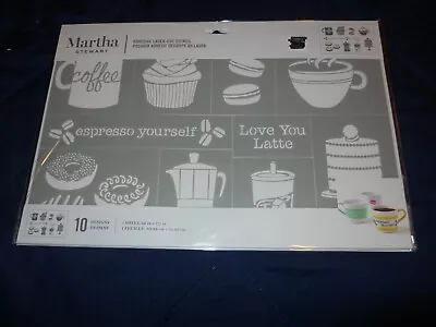 MARTHA STEWART Adhesive Laser-Cut Stencil 10 Designs ~ Coffee Time BRAND NEW • $7.99