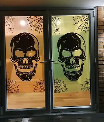 Door Cover Decoration Poster Scary Horror Skull Spider Neon Front Window • £3.49