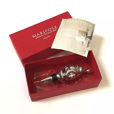 NEW Mariposa Silver Santa Christmas Wine Bottle Stopper Metal W/box • $13