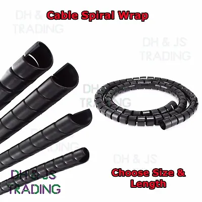 Spiral Wrap Cable Tidy Wire Binding - PC TV Home Cinema Wire Management CCTV • £2.49