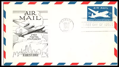 1958 Airmail Postal Stationery Sc UC33 7c Blue FDC With Day Lowry Cachet • $9.49