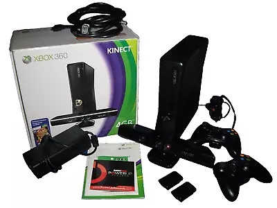 Microsoft Xbox 360 S 4gb Console Bundle Kinect Wireless Controller Box & 7 Games • $124.95