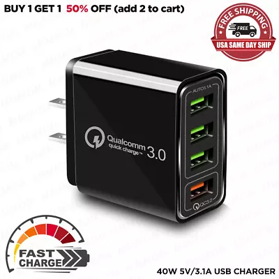 US 4 Port Fast Quick Charge QC 3.0 USB Hub Wall Home Charger Power Adapter Plug • $9.29