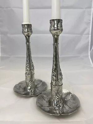 Art Nouveau Pewter Kayserzinn Candlesticks  • £440