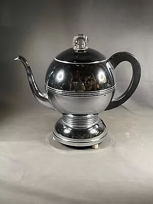 Vintage Art Deco Manning Bowman Chrome Coffee Percolator Wood Handle  4383 • $60