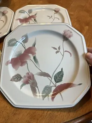 4 Vintage Mikasa Silk Flowers Luncheon /Salad / Dessert 8 In Plates F3003 • $32