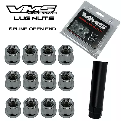 20 VMS Racing 12X1.5 Drag Wheels Chrome Open End Spline Lug Nuts Forged Steel • $39.88