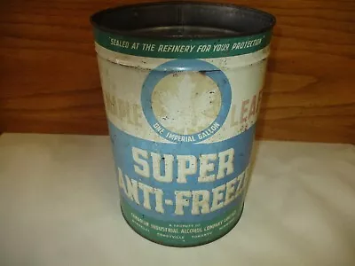 Vintage MAPLE LEAF Super Anti-Freeze Oil Can Tin 1 Imperial Gallon Empty: Canada • $44.33