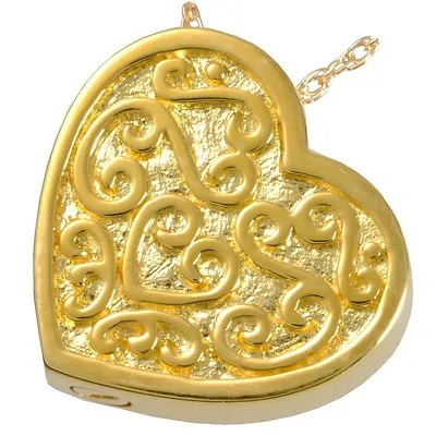 Antique Heart Ash Holder Cremation Urn Pendant Necklace 18k Gold Plated Silver • $32.95