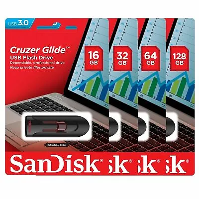 SanDisk Cruzer Glide USB 3.0 16GB 32GB 64GB 128GB 256GB Flash Drive Memory Lot • $6.50