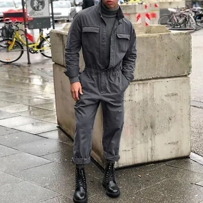 Mens Military Coveralls Casual Romper Loose Workwear Jumpsuit Long Sleeves Pant • $37.04