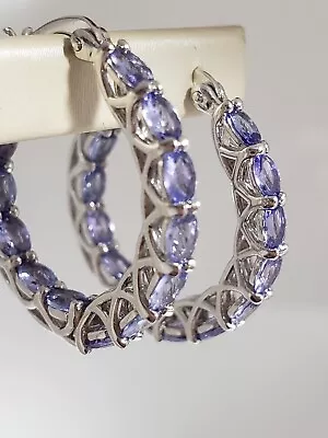 Sterling Silver Tanzanites Hoop Earrings • $75