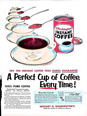 Original 1950s G. Washington Coffee Ad: A Perfect Cup Every Time... • $9.99