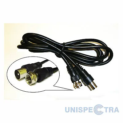 1.5M Pro F Plug Connector To TV Coaxial Plug RF Cable Aerial TV Fly Lead Black • £2.98