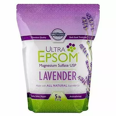 SaltWorks Ultra Epsom Lavender Scented Premium Epsom 5 Pound Resealable Bag • $24.99